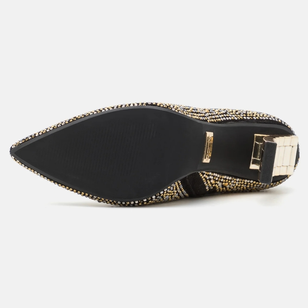 NEW Aldo Black/Gold Studded Lure Curved Heel Ankle Booties 6 - Picture 12 of 12